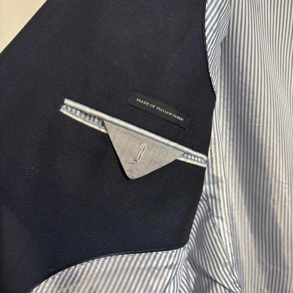 Banana Republic Tailored Fit Dark Blue 44R Men's Blazer 82% Wool 18% Linen